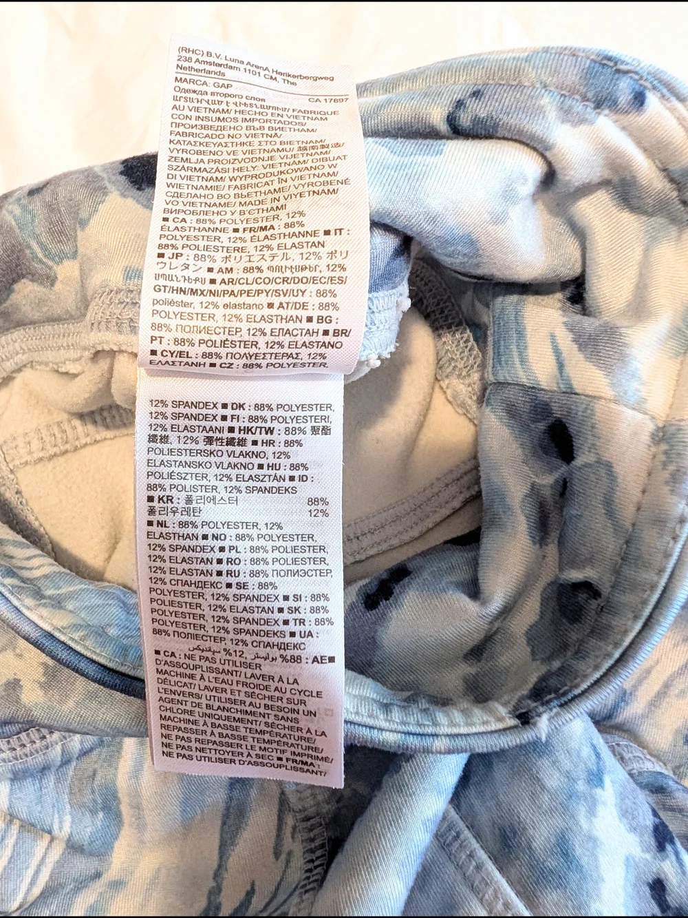 GAP Fit Girl's Size Small 6 / 7 Lagoon Blue & White TIe Dye Leggings READ STAIN